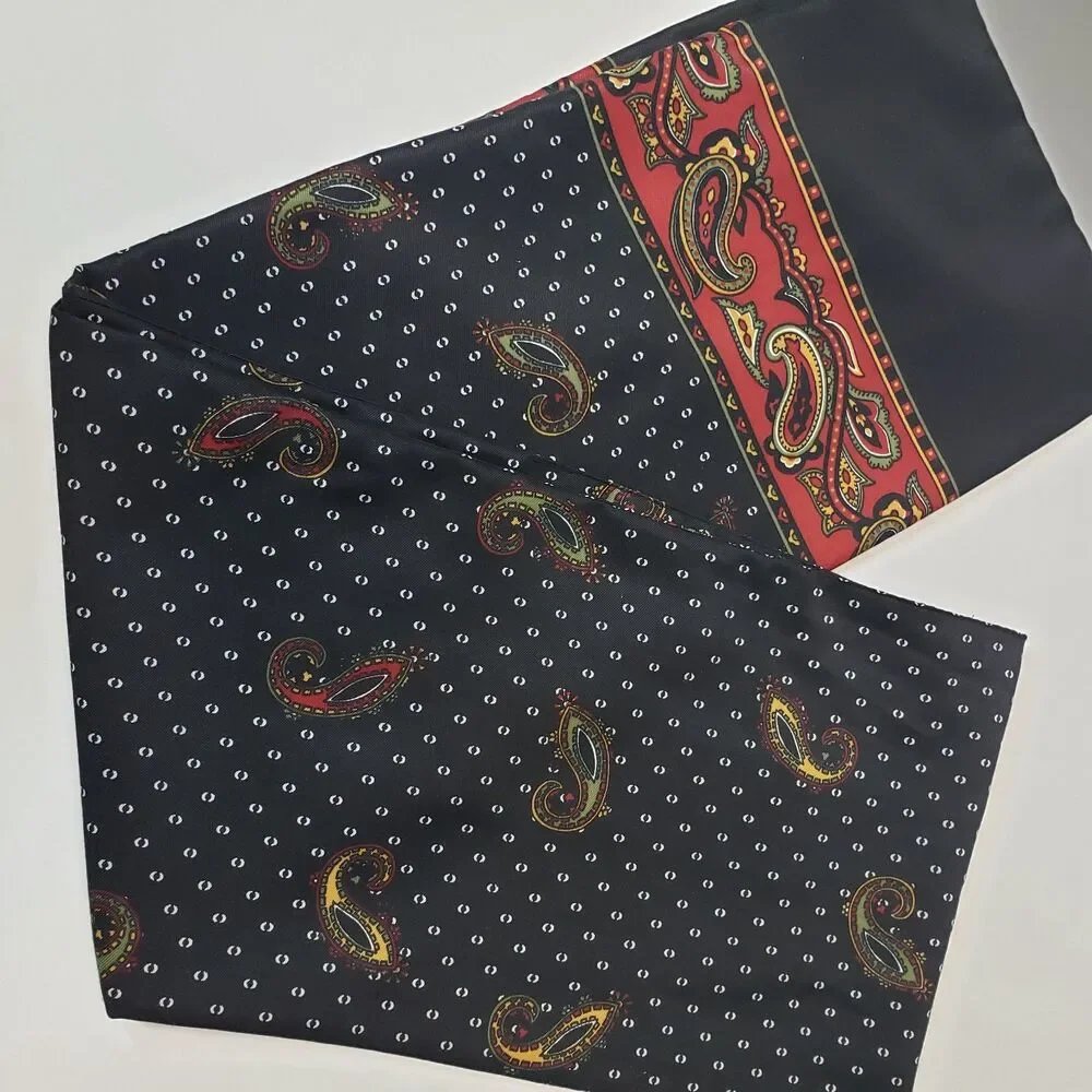 Mens Vintage British Mod Style Navy Paisley Dress Neck Scarf 58 x 8